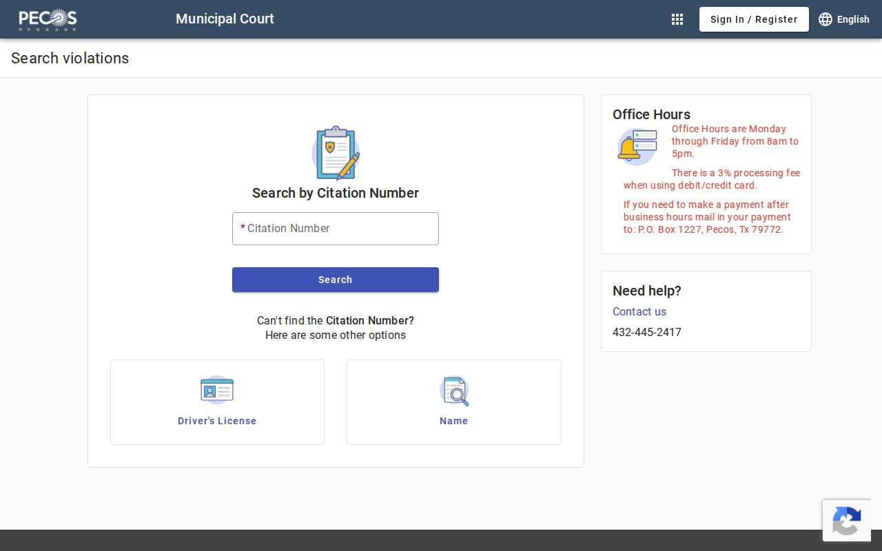 Reeves County traffic court records citation lookup fields