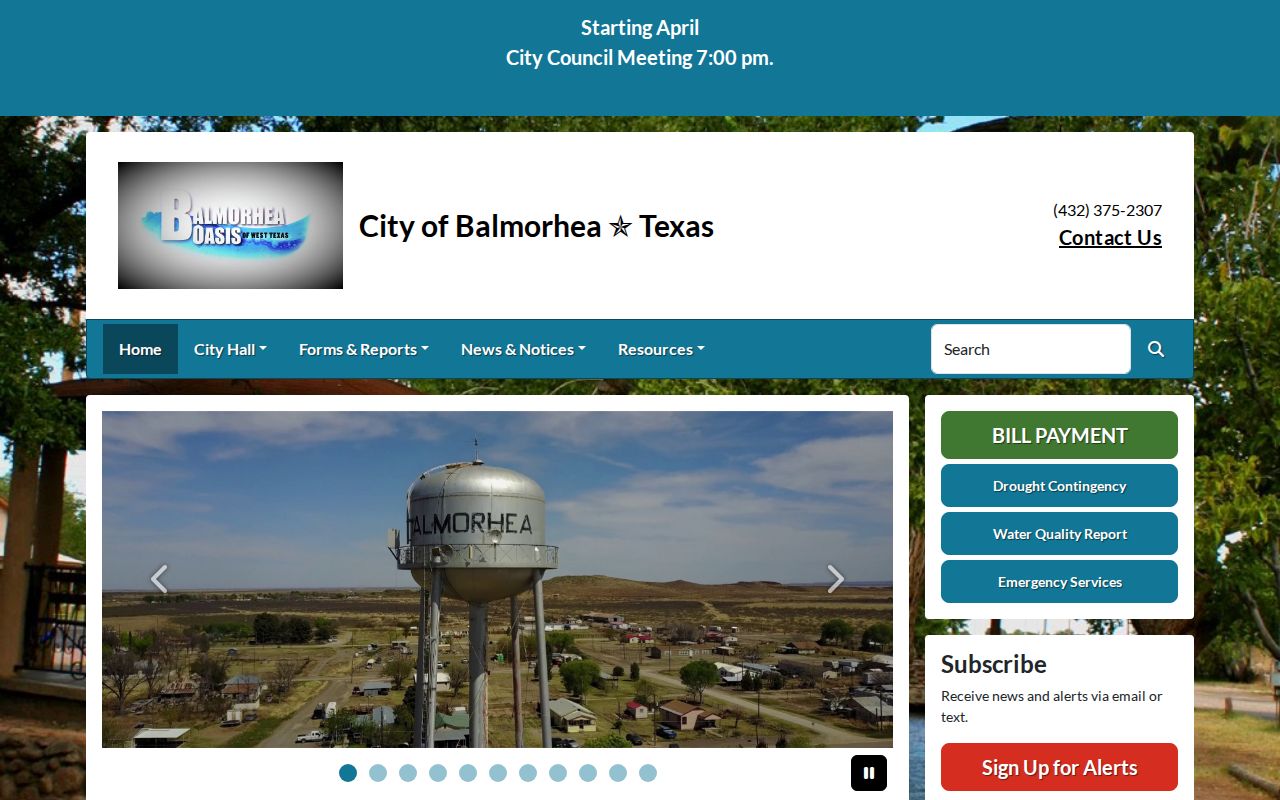 Official City of Balmorhea website used to identify local government channels