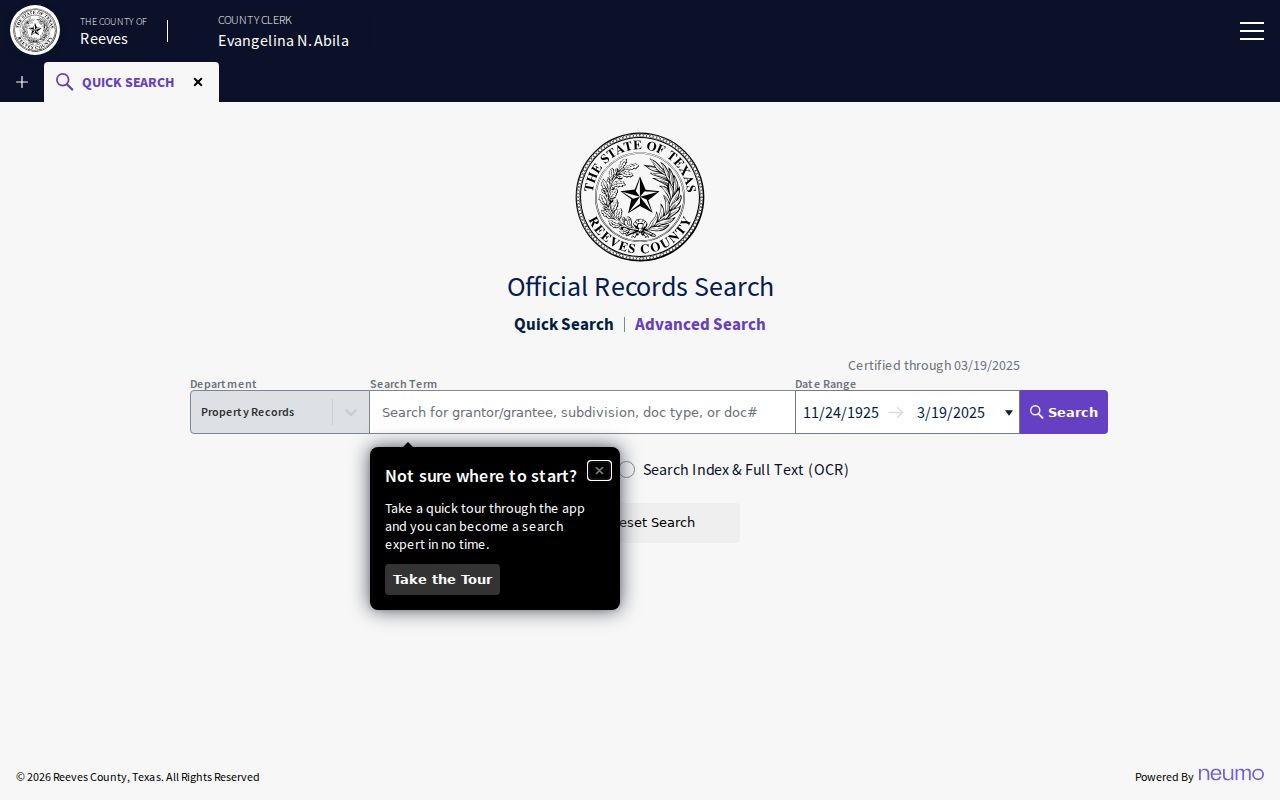 Reeves County court docket official county search interface